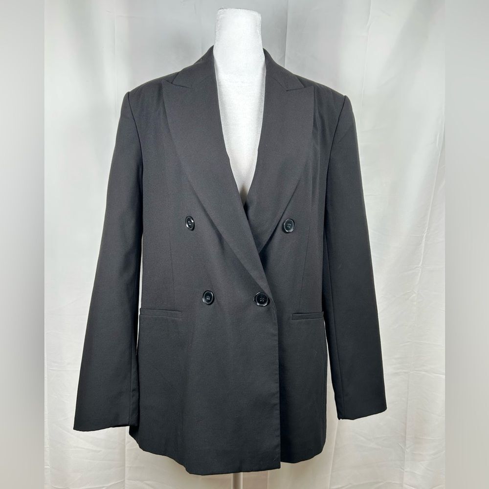 Zara Black Double Breasted Suit Jacket Women’s Medium Blazer 2753/341